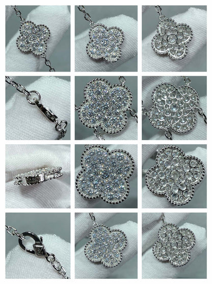 [✨ROSE✨]CLOVER 6 MOTIF DIAMOND PAVED NECKLACE