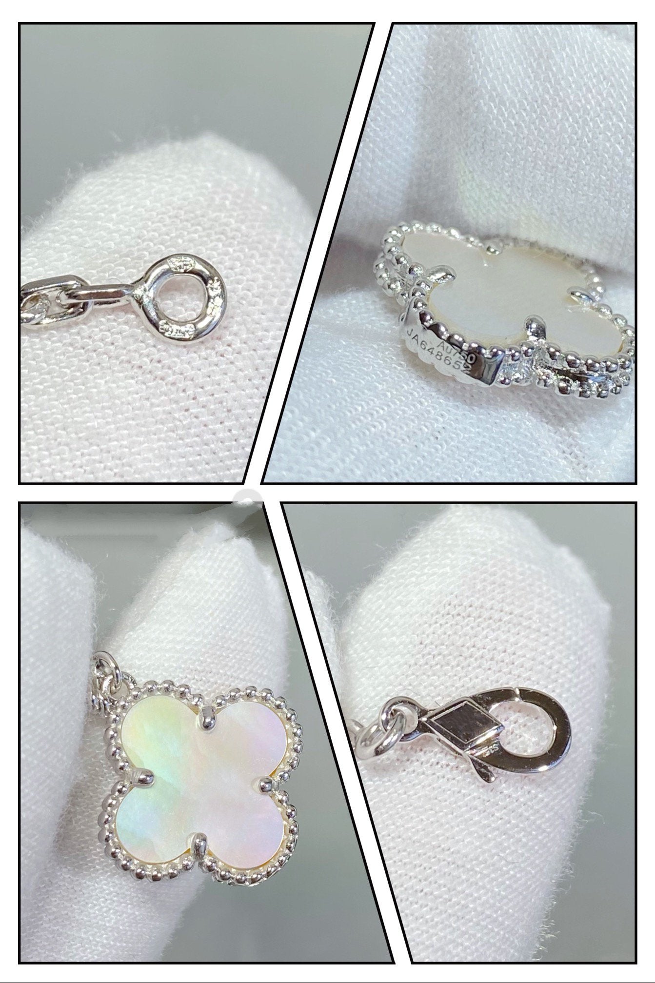 [✨ROSE✨]CLOVER 5 MOTIF WHITE MOP SILVER BRACELET