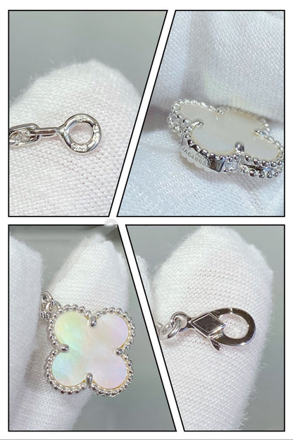 [✨ROSE✨]CLOVER 5 MOTIF WHITE MOP SILVER BRACELET