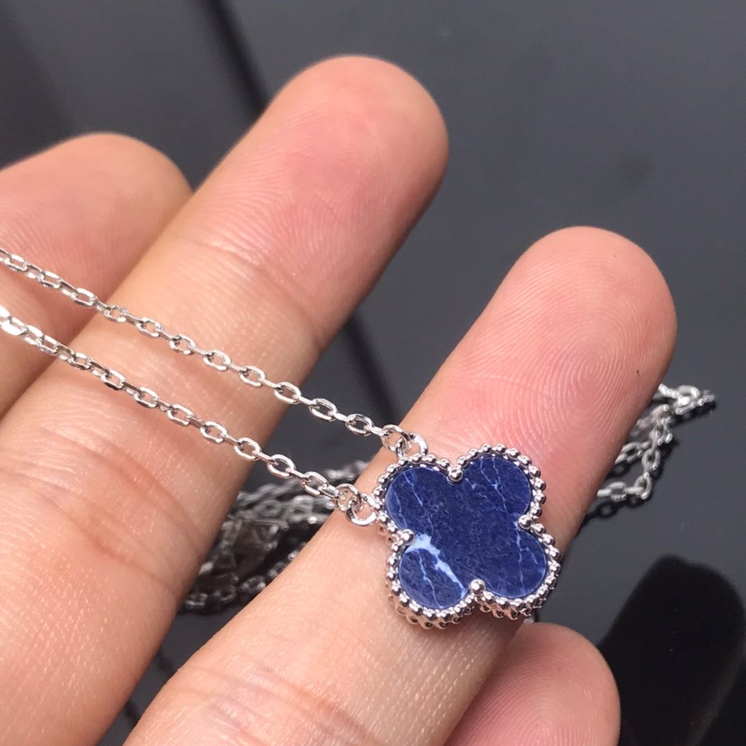 [✨ROSE✨]CLOVER PIETERSITE SILVER LONG NECKLACE