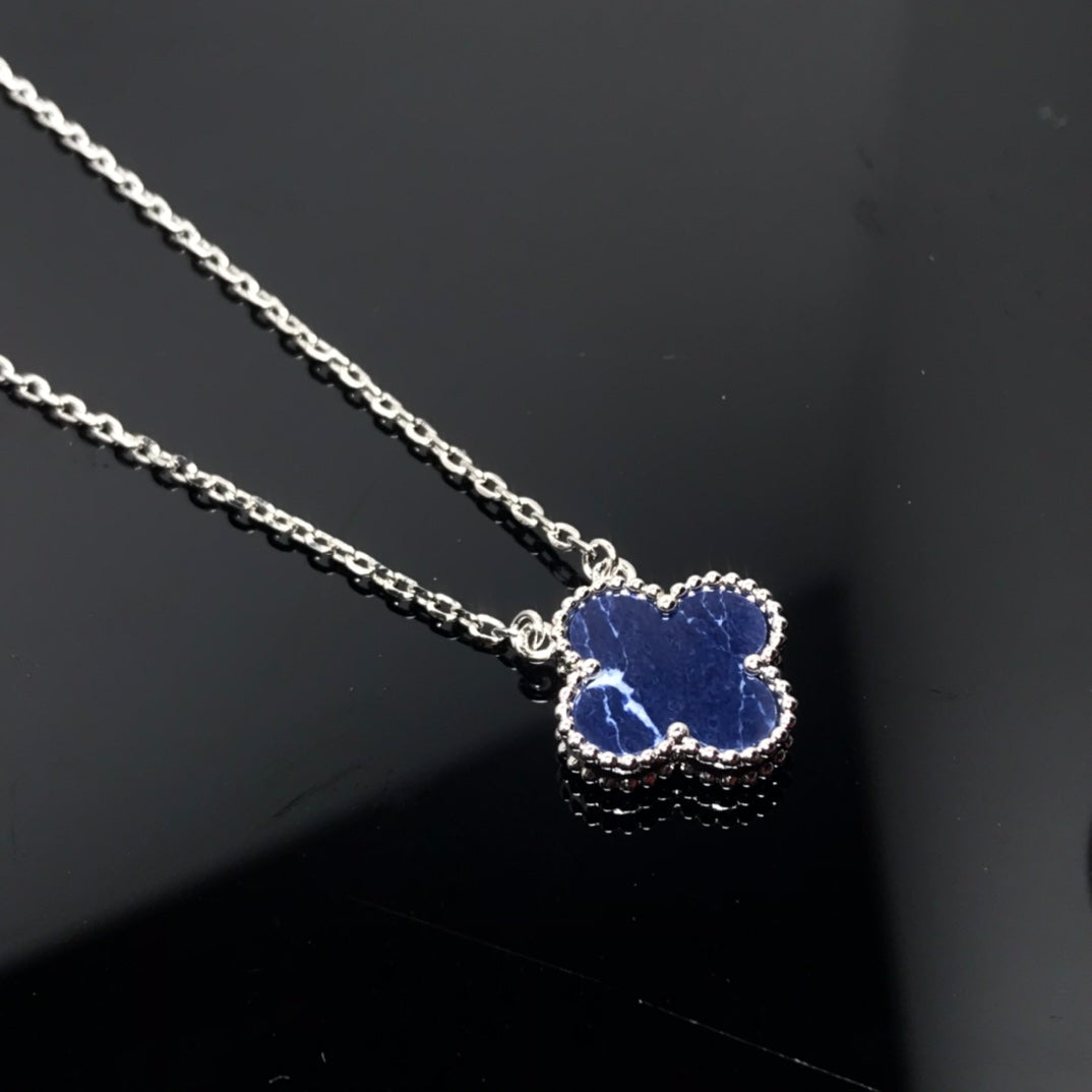 [✨ROSE✨]CLOVER PIETERSITE SILVER LONG NECKLACE