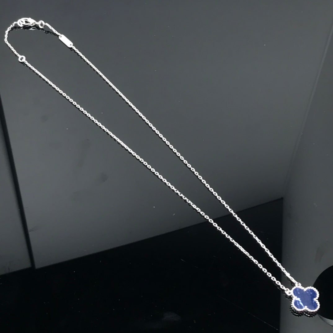 [✨ROSE✨]CLOVER PIETERSITE SILVER LONG NECKLACE