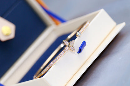 [✨ROSE✨]IDYLLE PINK GOLD OPEN BRACELET DIAMOND PAVED