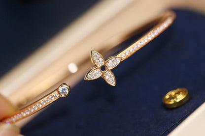 [✨ROSE✨]IDYLLE PINK GOLD OPEN BRACELET DIAMOND PAVED