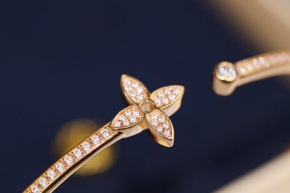 [✨ROSE✨]IDYLLE PINK GOLD OPEN BRACELET DIAMOND PAVED