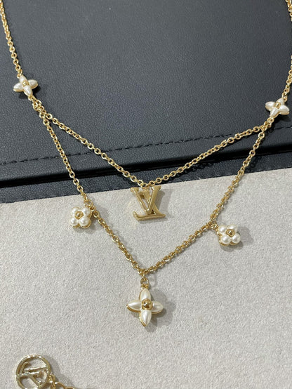 [✨ROSE✨]FLOWERGRAM GOLD MOP DOUBLE ROW NECKLACE