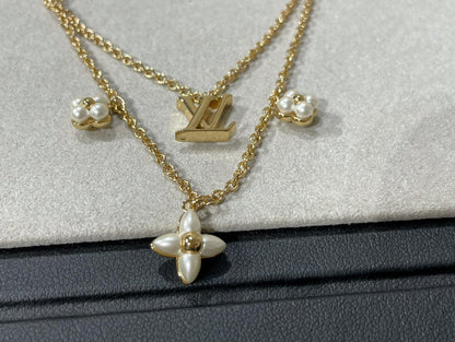 [✨ROSE✨]FLOWERGRAM GOLD MOP DOUBLE ROW NECKLACE