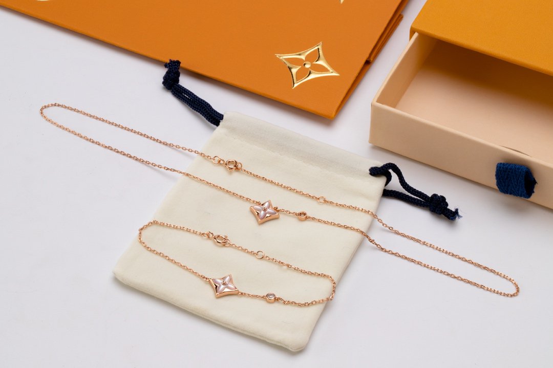 [✨ROSE✨]STAR PINK MOP 1 DIAMOND PINK GOLD NECKLACE