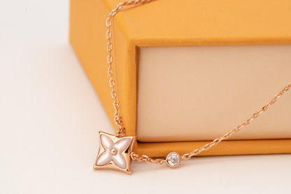 [✨ROSE✨]STAR PINK MOP 1 DIAMOND PINK GOLD NECKLACE