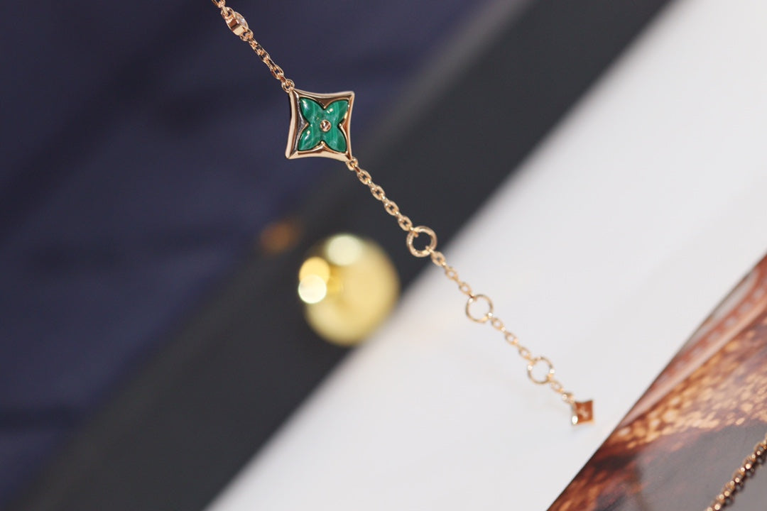 [✨ROSE✨]STAR AND SUN 4 MOTIF PINK GOLD MALACHITE BRACELET