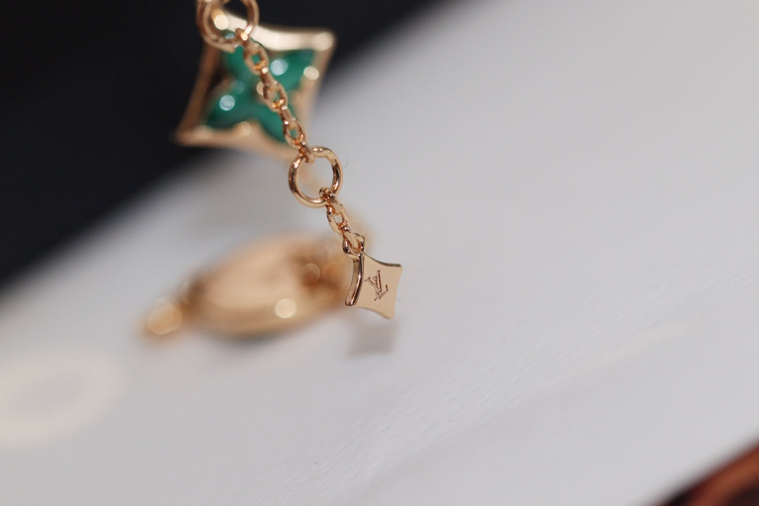 [✨ROSE✨]STAR AND SUN 4 MOTIF PINK GOLD MALACHITE BRACELET