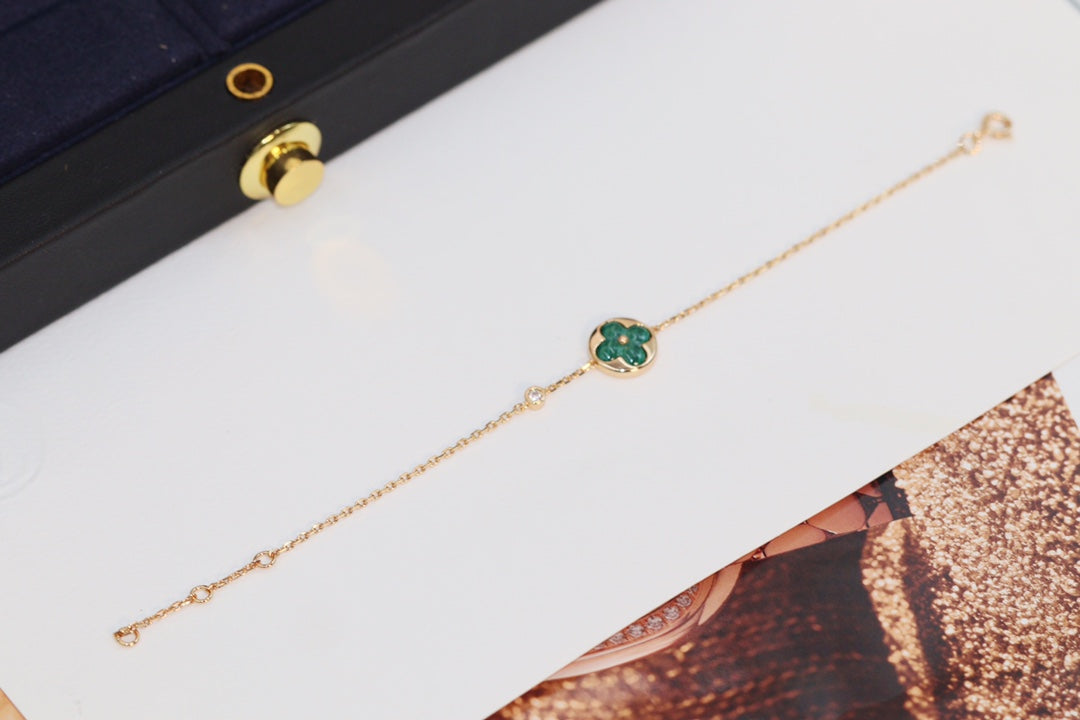 [✨ROSE✨]STAR AND SUN 4 MOTIF PINK GOLD MALACHITE BRACELET