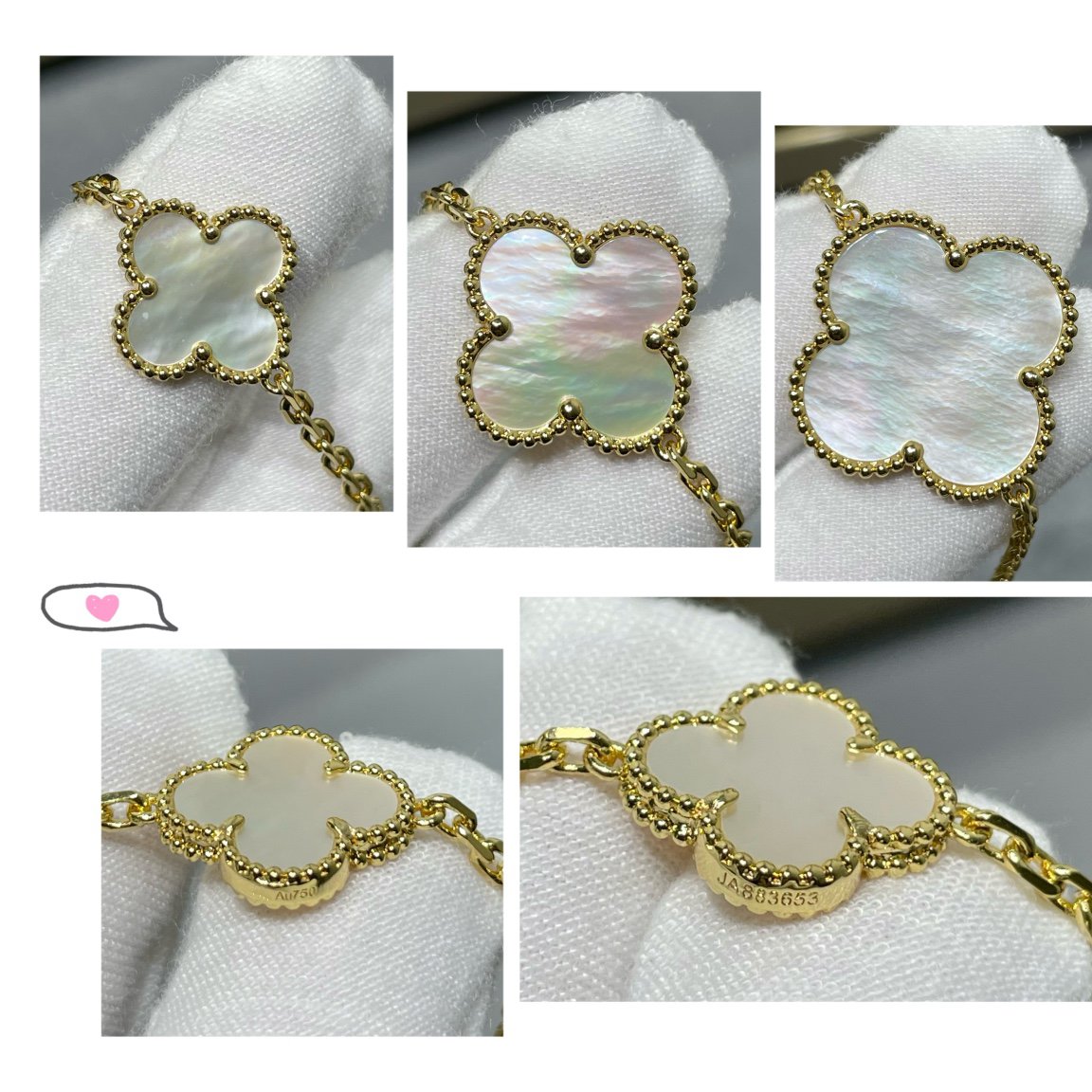 [✨ROSE✨]CLOVER 16 MOTIF WHITE MOP GOLD NECKLACE