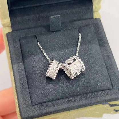 [✨ROSE✨]PERLEE DOUBLE PENDANT SILVER DIAMOND NECKLACE