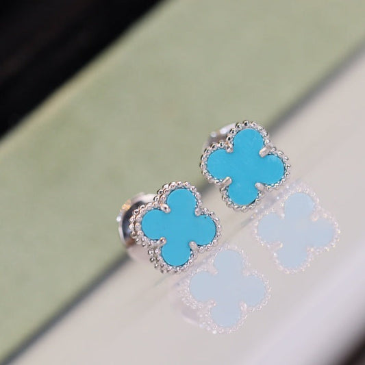 [✨ROSE✨]CLOVER MINI TURQUOISE SILVER STUD EARRINGS