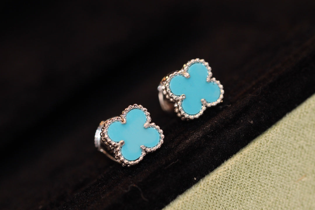 [✨ROSE✨]CLOVER MINI TURQUOISE SILVER STUD EARRINGS