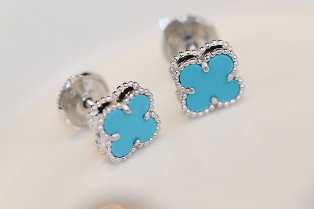 [✨ROSE✨]CLOVER MINI TURQUOISE SILVER STUD EARRINGS