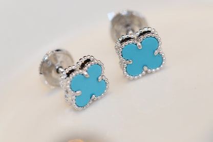 [✨ROSE✨]CLOVER MINI TURQUOISE SILVER STUD EARRINGS