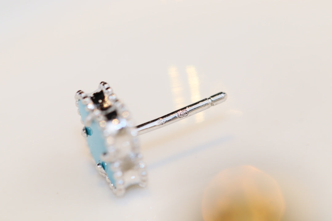 [✨ROSE✨]CLOVER MINI TURQUOISE SILVER STUD EARRINGS