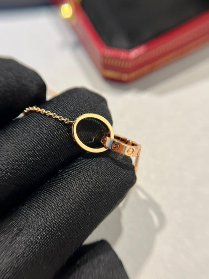 [✨ROSE✨]LOVE NECKLACE DOUBLE RING PINK GOLD
