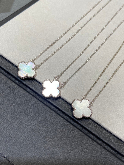 [✨ROSE✨]CLOVER MEDIUM SILVER WHITE MOP NECKLACE