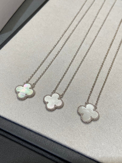[✨ROSE✨]CLOVER MEDIUM SILVER WHITE MOP NECKLACE