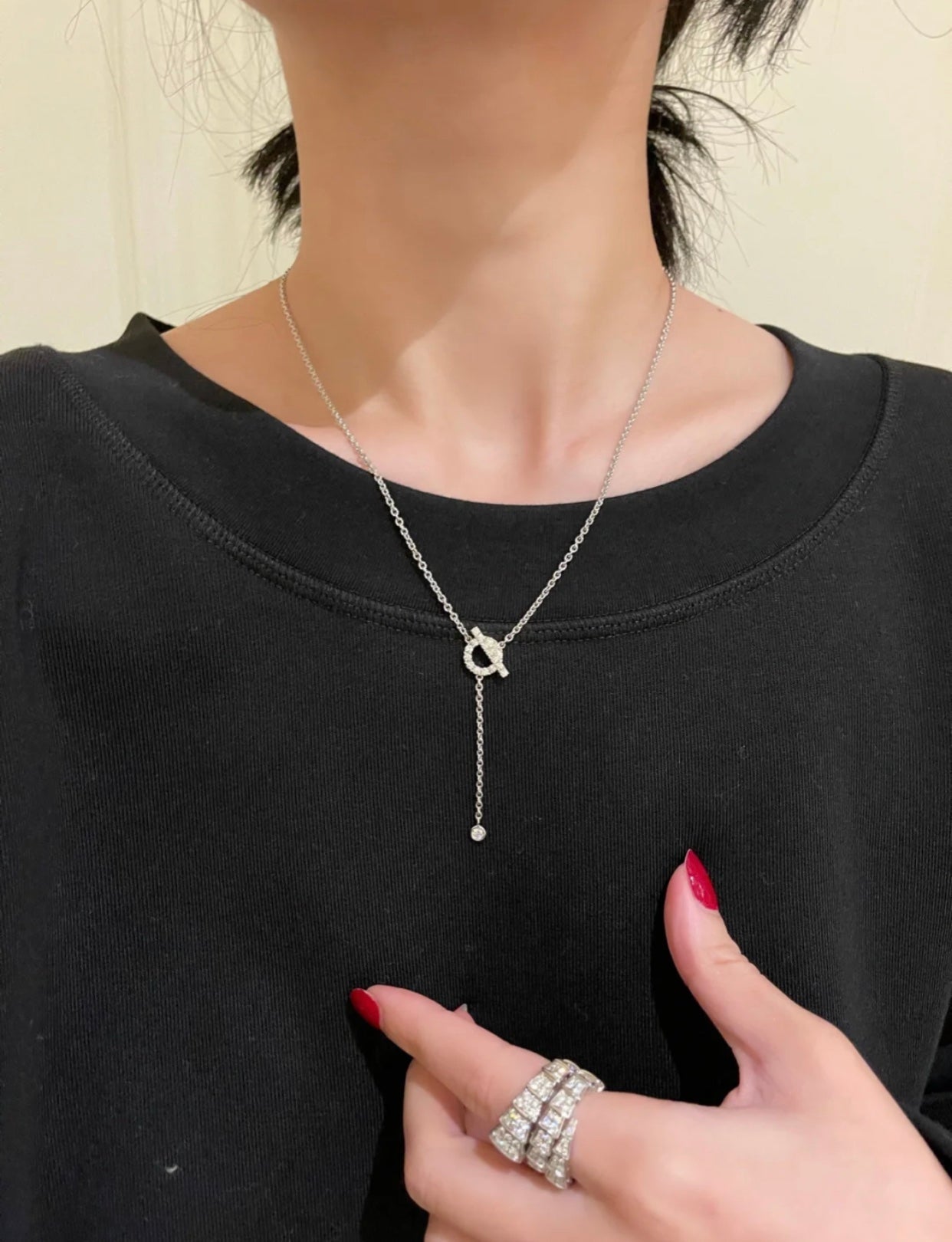 [✨ROSE✨]FINESSE SILVER DIAMOND NECKLACE