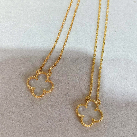 [✨ROSE✨]CLOVER ROCK CRYSTAL ROSE GOLD NECKLACE