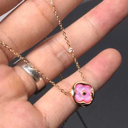 [✨ROSE✨]COLOR BLOSSOM PINK MOP SUN GOLD NECKLACE