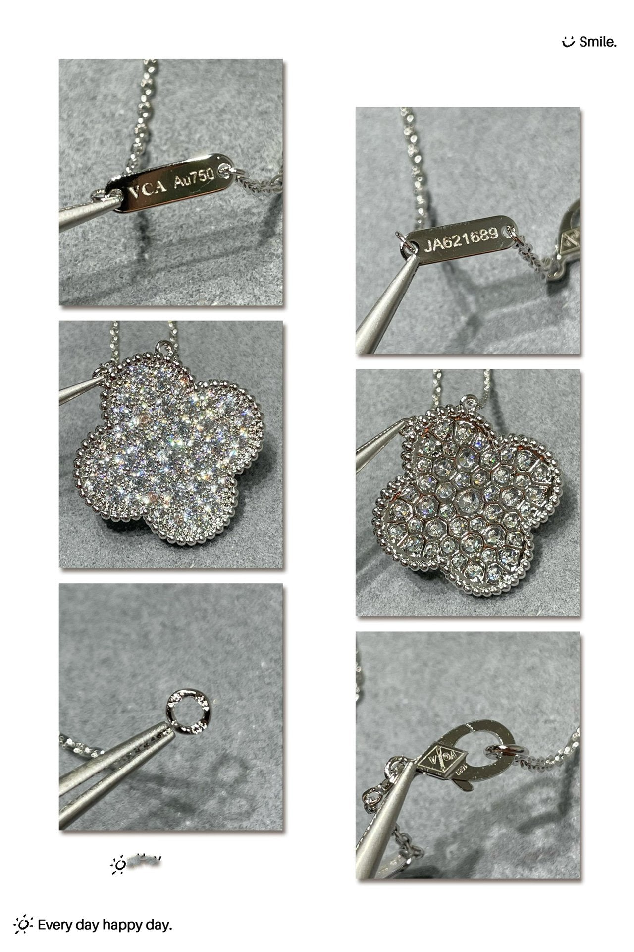 [✨ROSE✨]CLOVER 25MM LARGE PENDANT DIAMOND PAVED SILVER NECKLACE