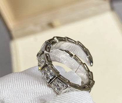 [✨ROSE✨]SERPENTI RING SILVER DIAMOND PAVED
