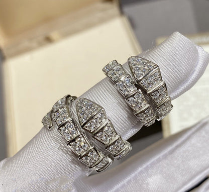[✨ROSE✨]SERPENTI RING SILVER DIAMOND PAVED