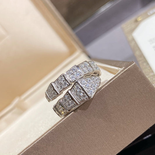 [✨ROSE✨]SERPENTI RING SILVER DIAMOND PAVED