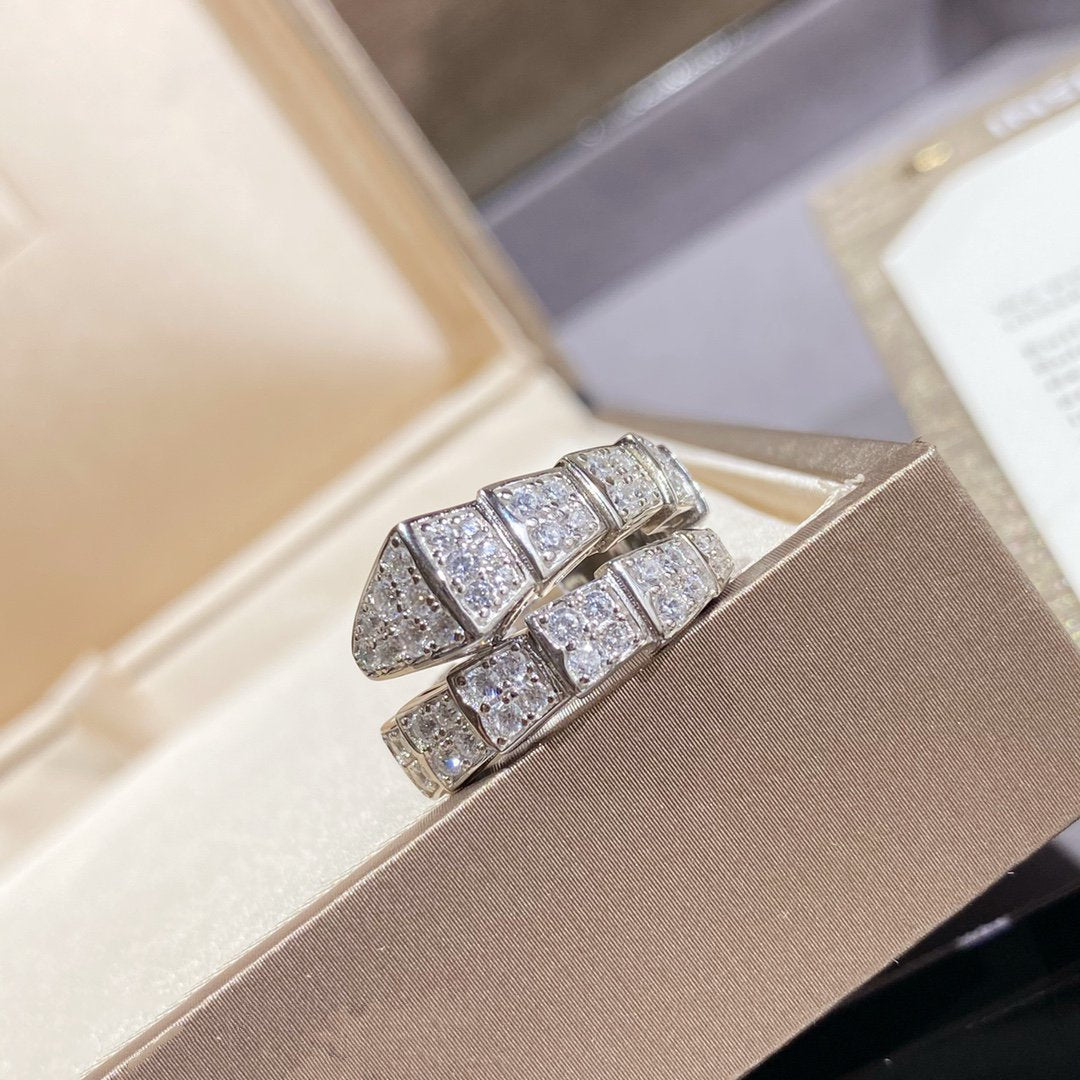 [✨ROSE✨]SERPENTI RING SILVER DIAMOND PAVED
