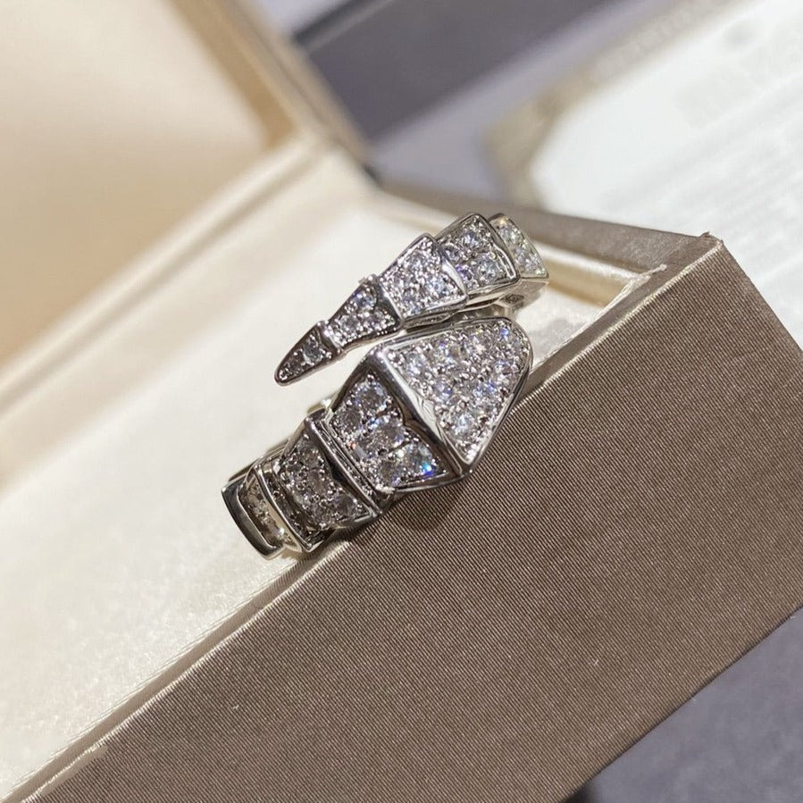 [✨ROSE✨]SERPENTI LARGE RING SILVER DIAMOND PAVED