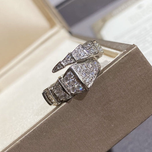 [✨ROSE✨]SERPENTI LARGE RING SILVER DIAMOND PAVED