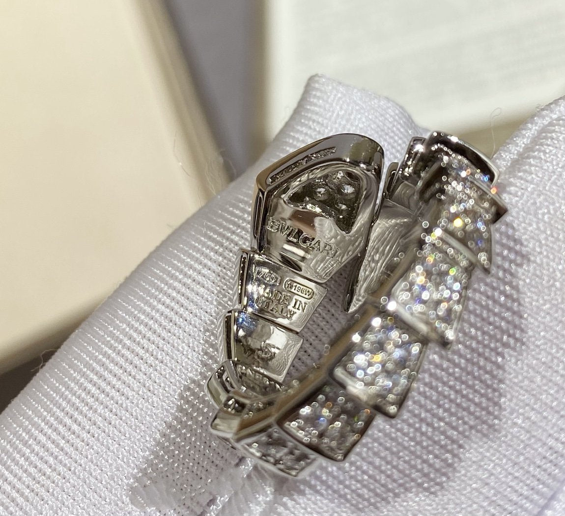 [✨ROSE✨]SERPENTI LARGE RING SILVER DIAMOND PAVED