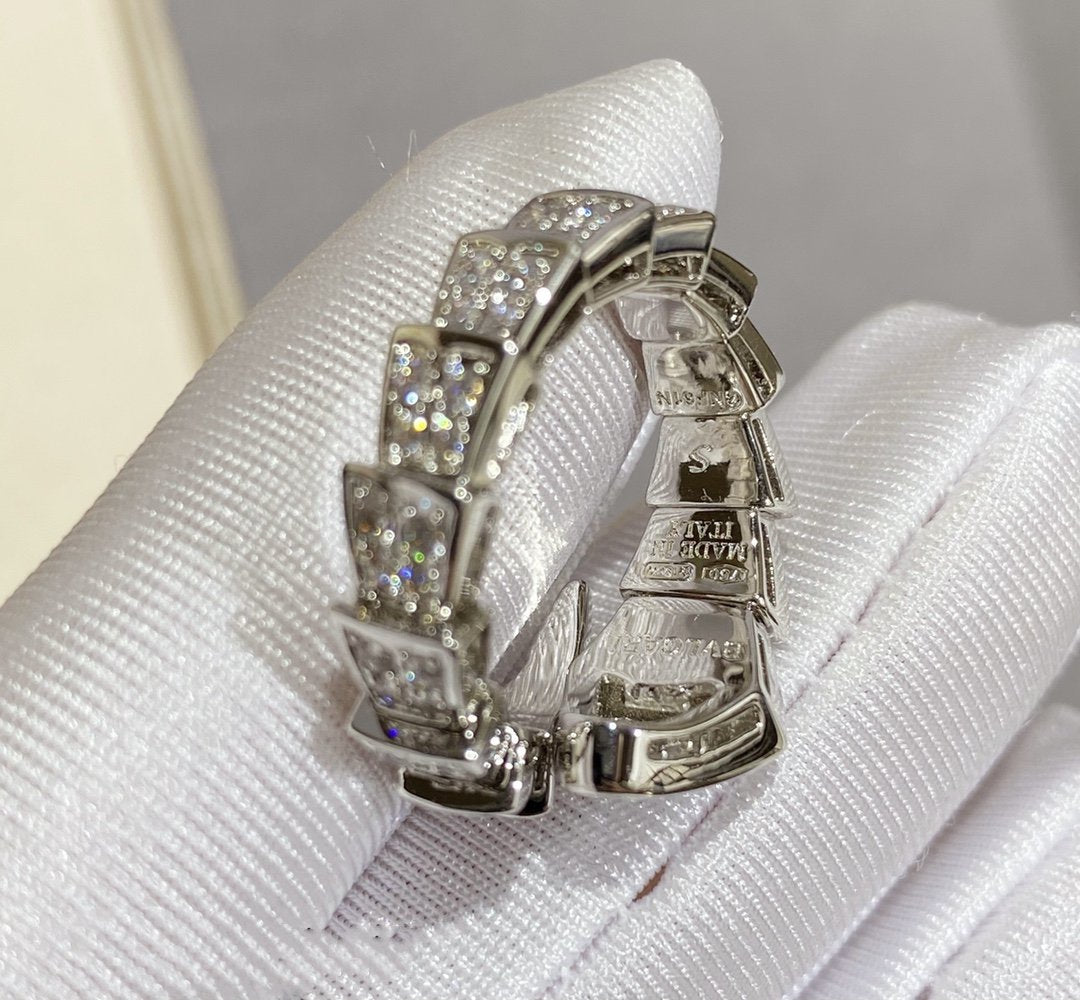 [✨ROSE✨]SERPENTI LARGE RING SILVER DIAMOND PAVED