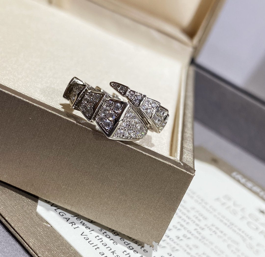 [✨ROSE✨]SERPENTI LARGE RING SILVER DIAMOND PAVED