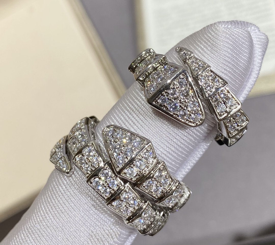 [✨ROSE✨]SERPENTI LARGE RING SILVER DIAMOND PAVED