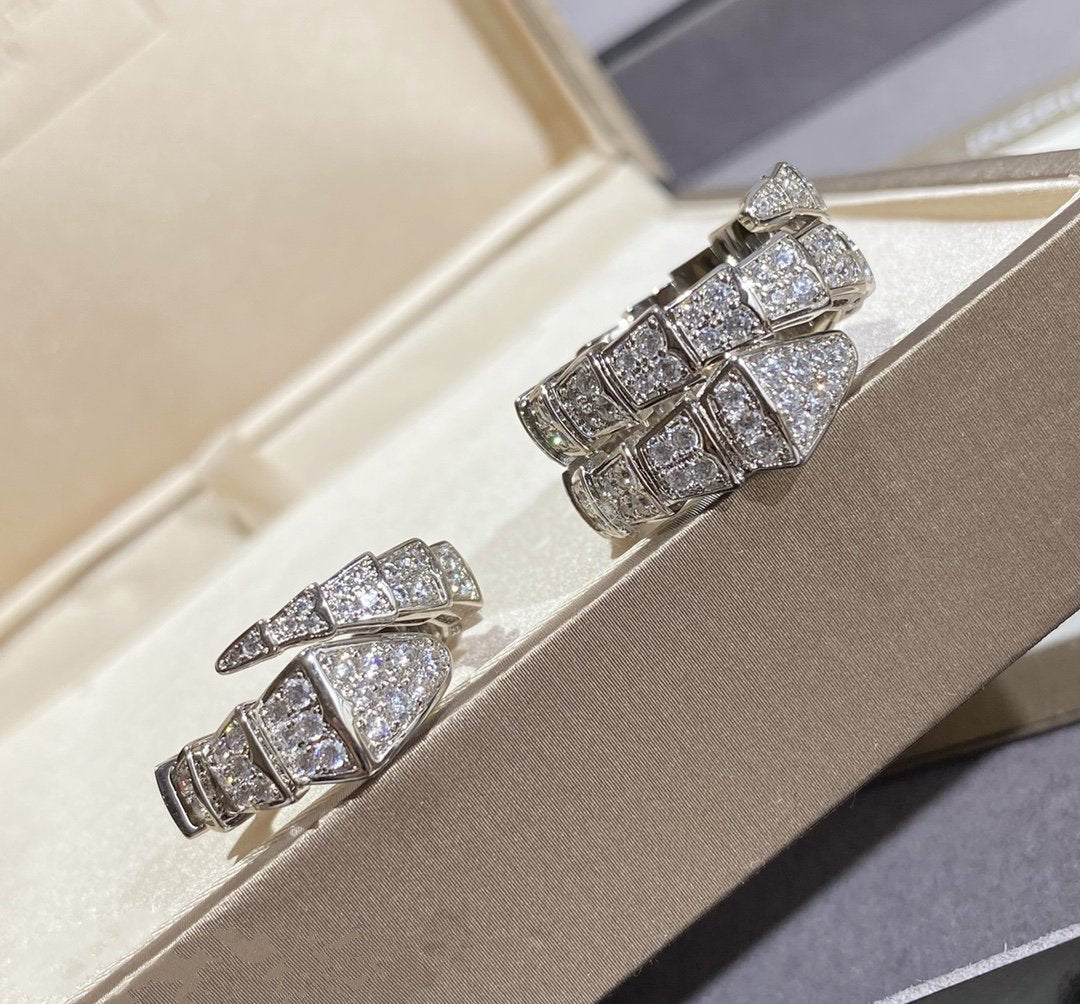 [✨ROSE✨]SERPENTI LARGE RING SILVER DIAMOND PAVED