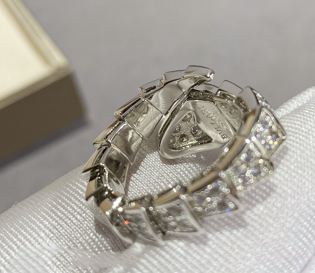 [✨ROSE✨]SERPENTI LARGE RING SILVER DIAMOND PAVED