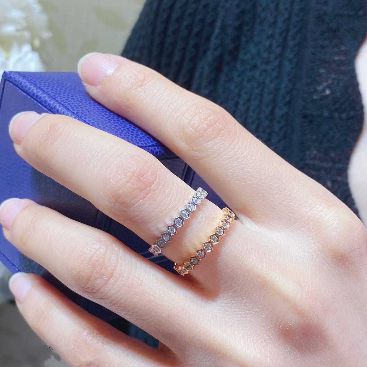 [✨ROSE✨]BEE LOVE DIAMOND PAVED SMALL RING