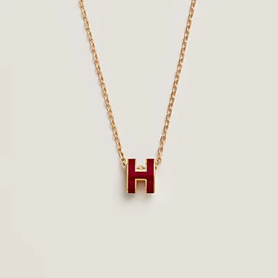 [✨ROSE✨]HM CLIC RED ENAMEL GOLD NECKLACE