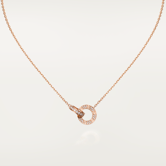 [✨ROSE✨]LOVE 7.6MM NECKLACE ROSE GOLD AND SILVER  FULL DIAMOND