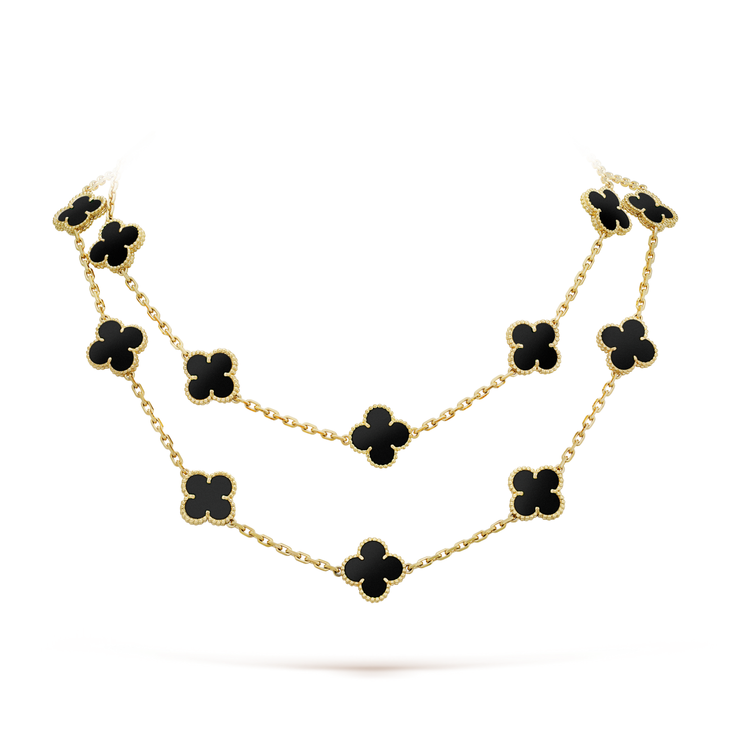 [✨ROSE✨]CLOVER 20 MOTIFS ONYX NECKLACE