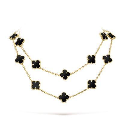 [✨ROSE✨]CLOVER 20 MOTIFS ONYX NECKLACE