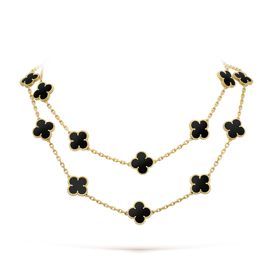 [✨ROSE✨]CLOVER 20 MOTIFS ONYX NECKLACE