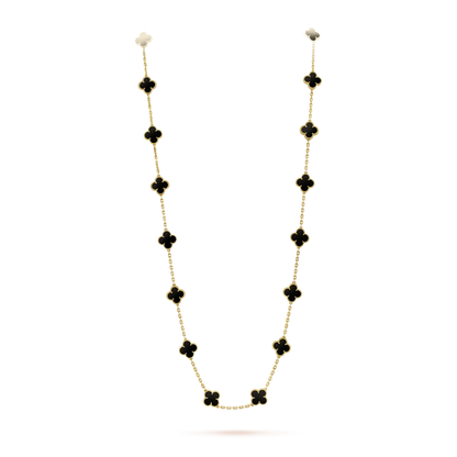 [✨ROSE✨]CLOVER 20 MOTIFS ONYX NECKLACE