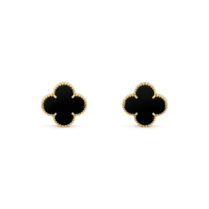 [✨ROSE✨]CLOVER MEDIUM 1 MOTIFS  ONYX STUD EARRINGS